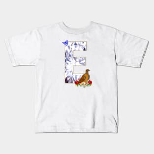 Name Initial Letter E and Dove Kids T-Shirt